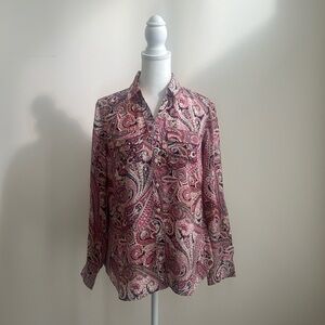 Talbots blouse size P paisley button down